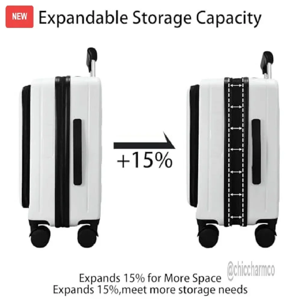 20 Inch Expandable Hard Shell Carry On Luggage with Laptop Compartment